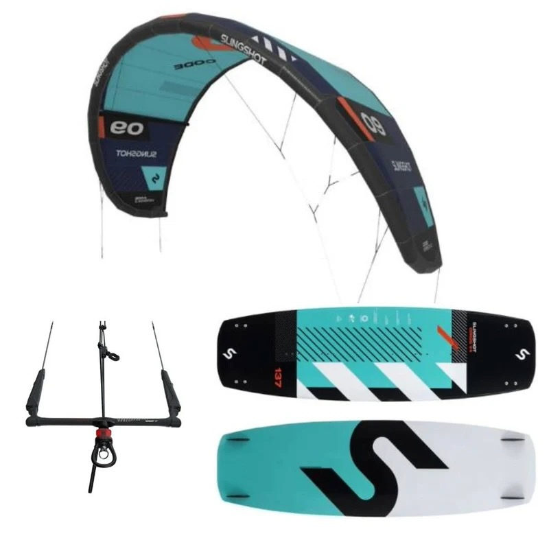 Slingshot kite equipment for sale at Koh Samui — kite, bar and twin tip board set